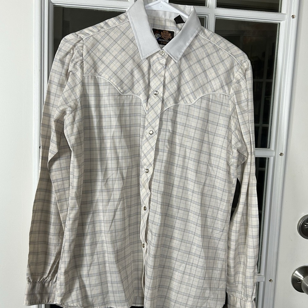 Vintage Kenny Rogers Western Collection Karman Plaid Pearl Snap Shirt Size 13/14